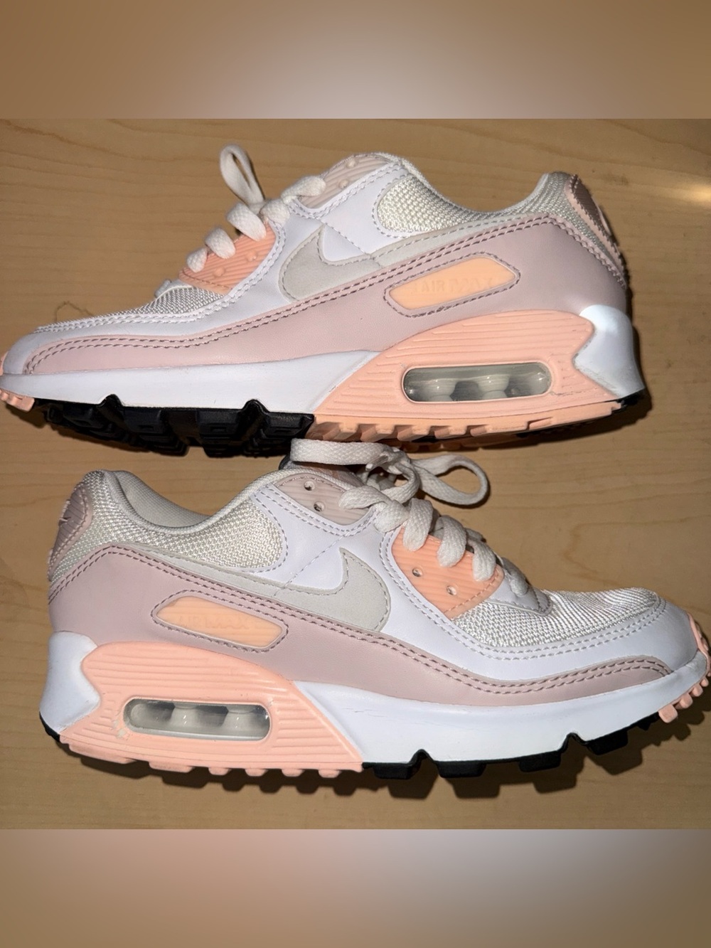 Nike Air Max 90 White Pink Barely Rose Women's Size 5.5W CT1030-101 Preowned - Picture 3 of 8